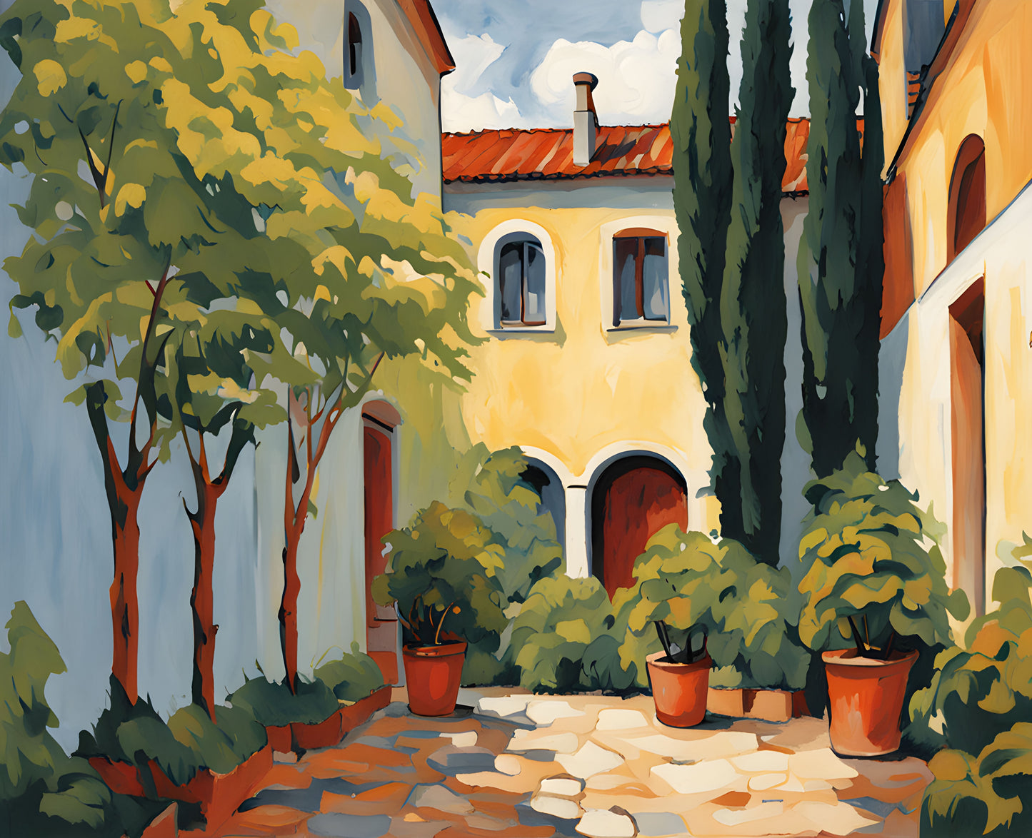 An Inner Courtyard in the Summer (1) - Van-Go Paint-By-Number Kit