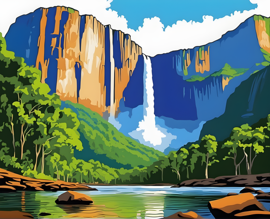 Amazing Places OD (31) - Angel Falls - Canaima National Park, Venezuela - Van-Go Paint-By-Number Kit