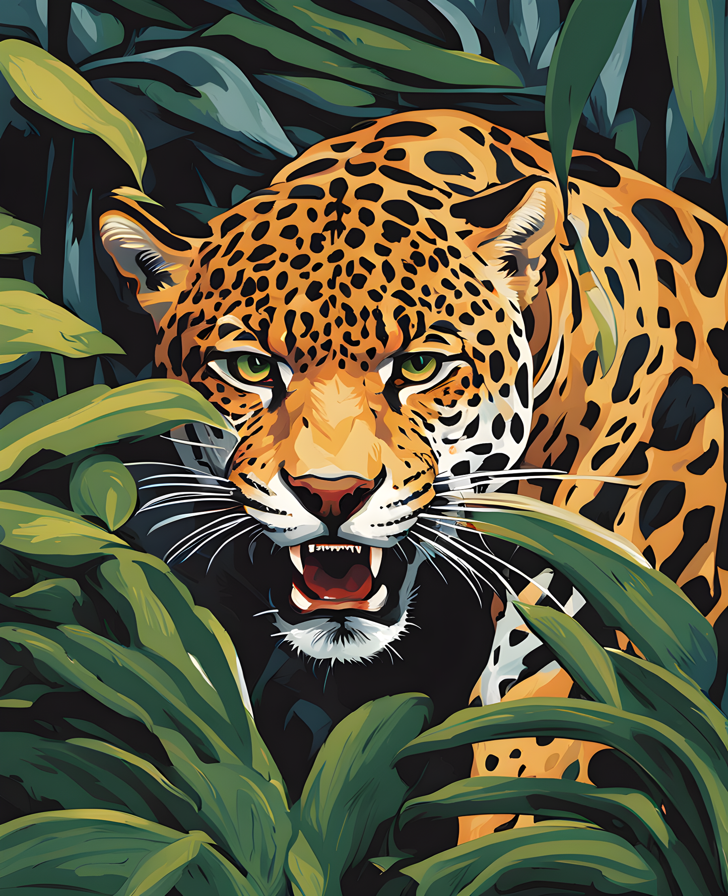 Angry Jaguar in the Jungle (1) - Van-Go Paint-By-Number Kit