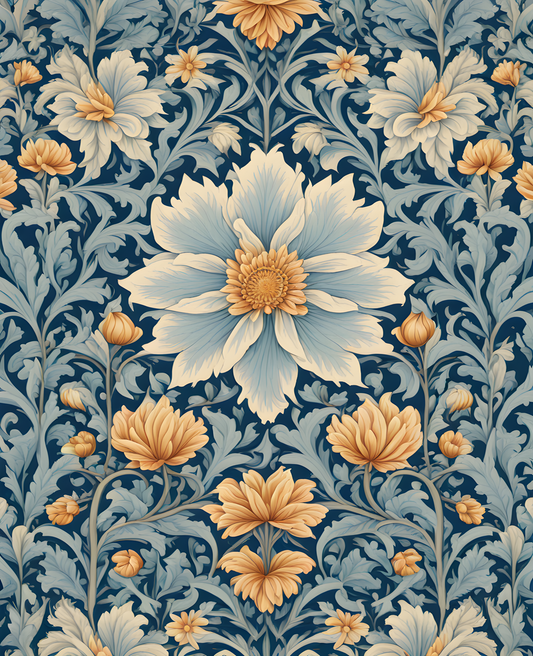 William Morris Style Collection PD (23) - Pastel Blue Pattern - Van-Go Paint-By-Number Kit