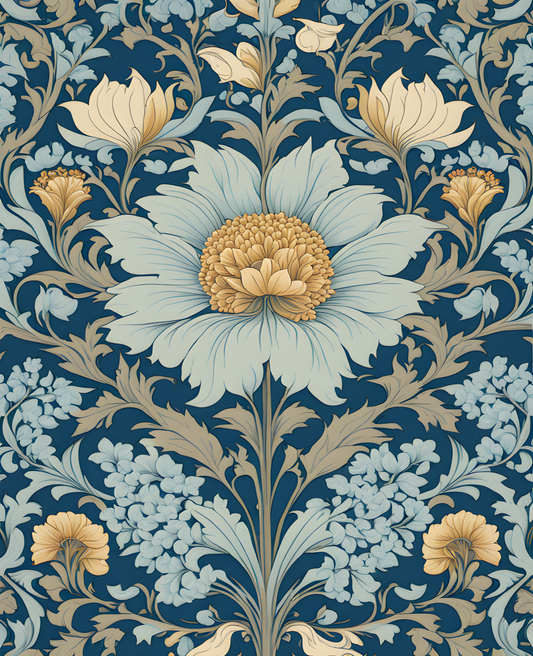 William Morris Style Collection PD (21) - Pastel Blue Pattern - Van-Go Paint-By-Number Kit