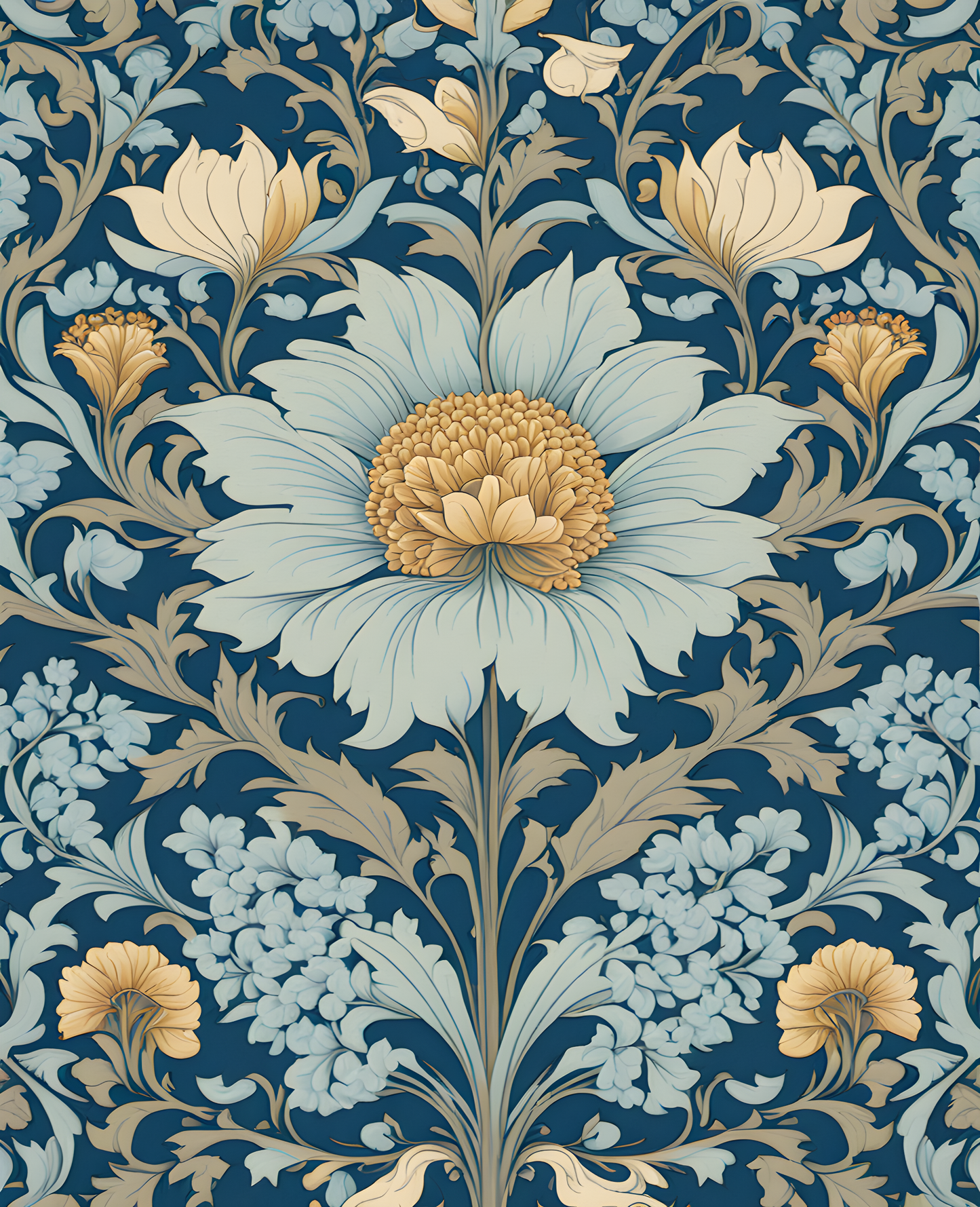William Morris Style Collection PD (21) - Antonia Pastel Blue Pattern - Van-Go Paint-By-Number Kit