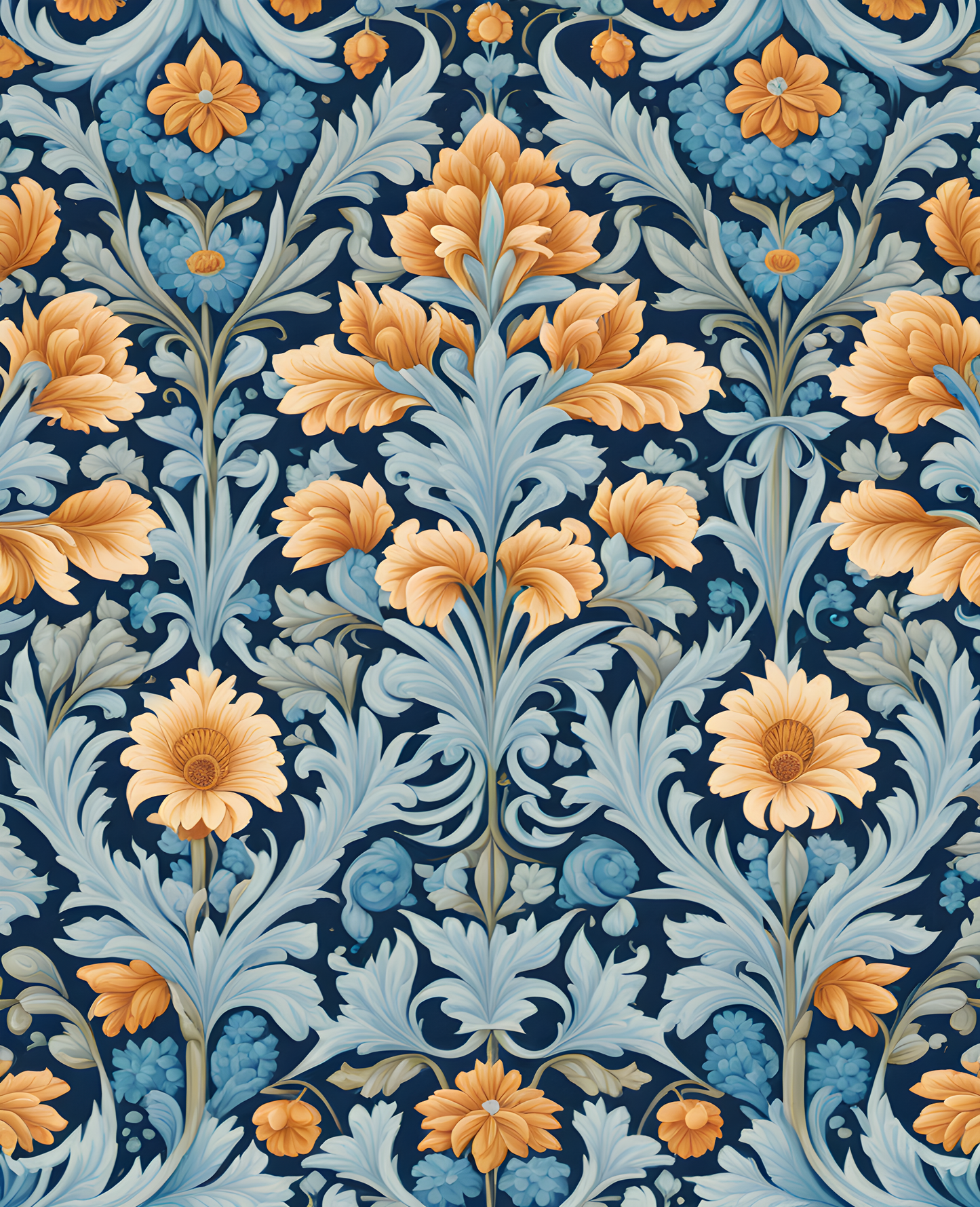 William Morris Style Collection PD (22) - Antonia Pastel Blue Pattern - Van-Go Paint-By-Number Kit