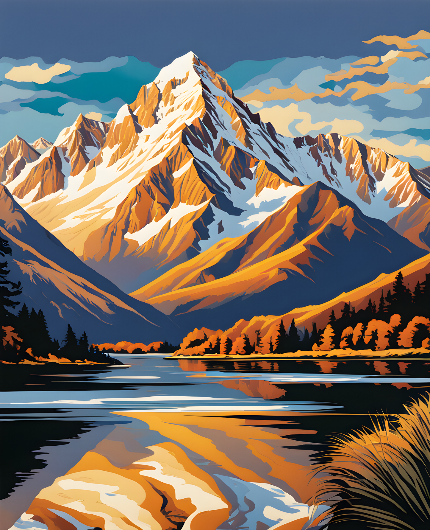 New Zealand Collection PD (1) - Aoraki Mount Cook - Van-Go Paint-By-Number Kit