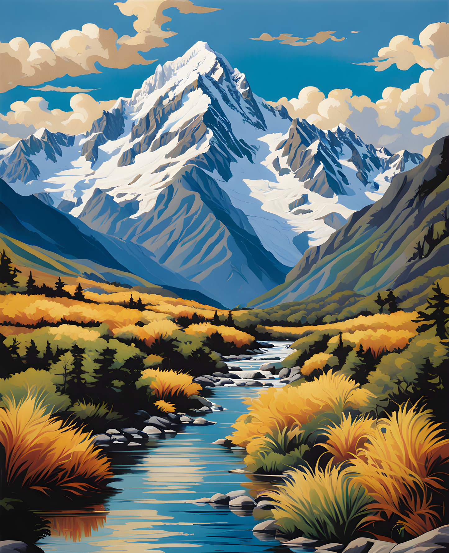 Painting by Numbers Kit of New-Zealand Country PD (2) - Aoraki Mount Cook