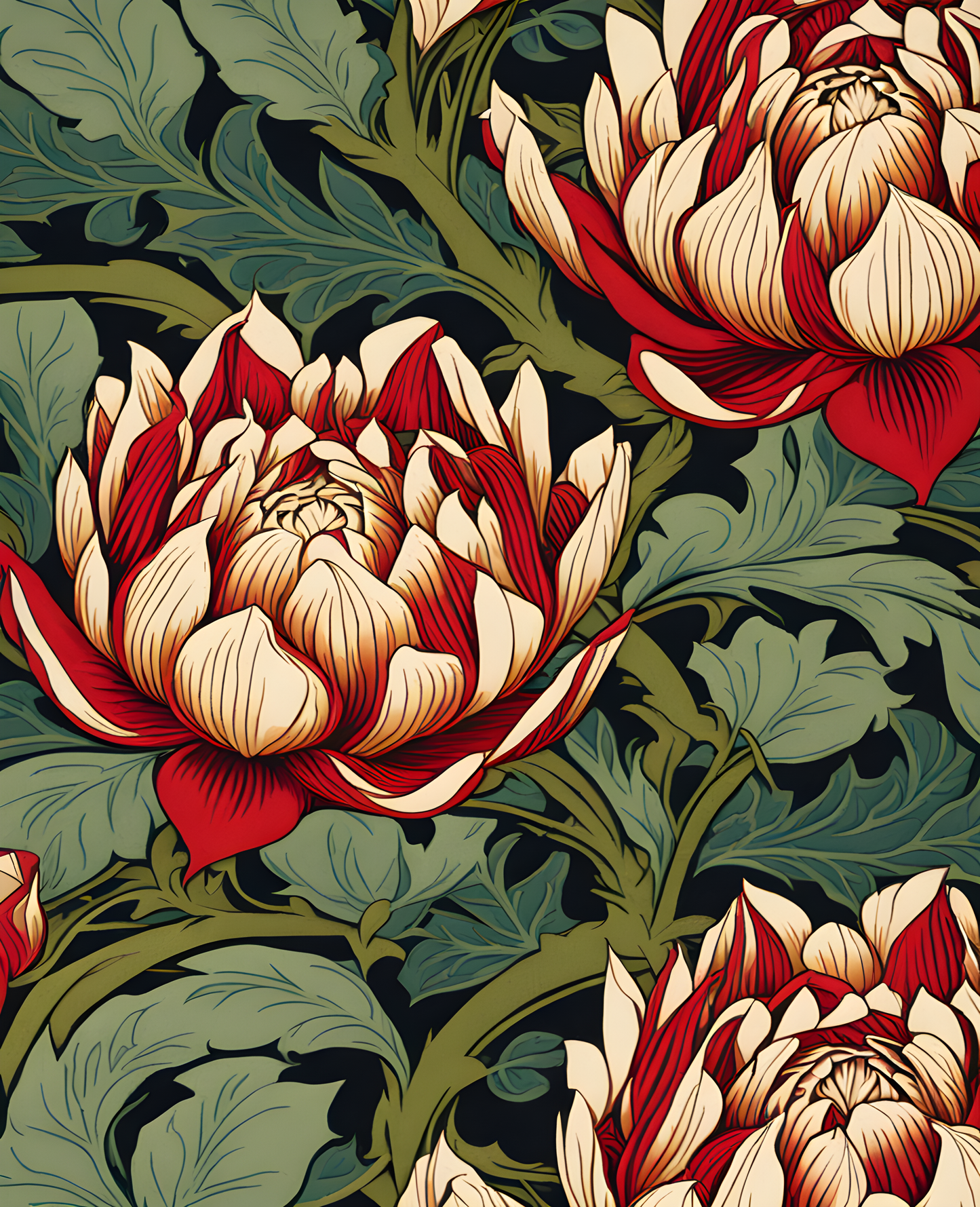 William Morris Style Collection PD (28) - Artichoke Fabric Pattern - Van-Go Paint-By-Number Kit