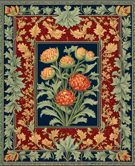 William Morris Style Collection PD (24) - Artichoke Fabric Pattern - Van-Go Paint-By-Number Kit