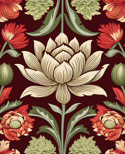 William Morris Style Collection PD (27) - Artichoke Fabric Pattern - Van-Go Paint-By-Number Kit