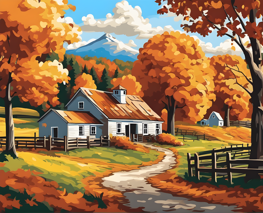 Autumn Farm Landscape (PD) - Van-Go Paint-By-Number Kit