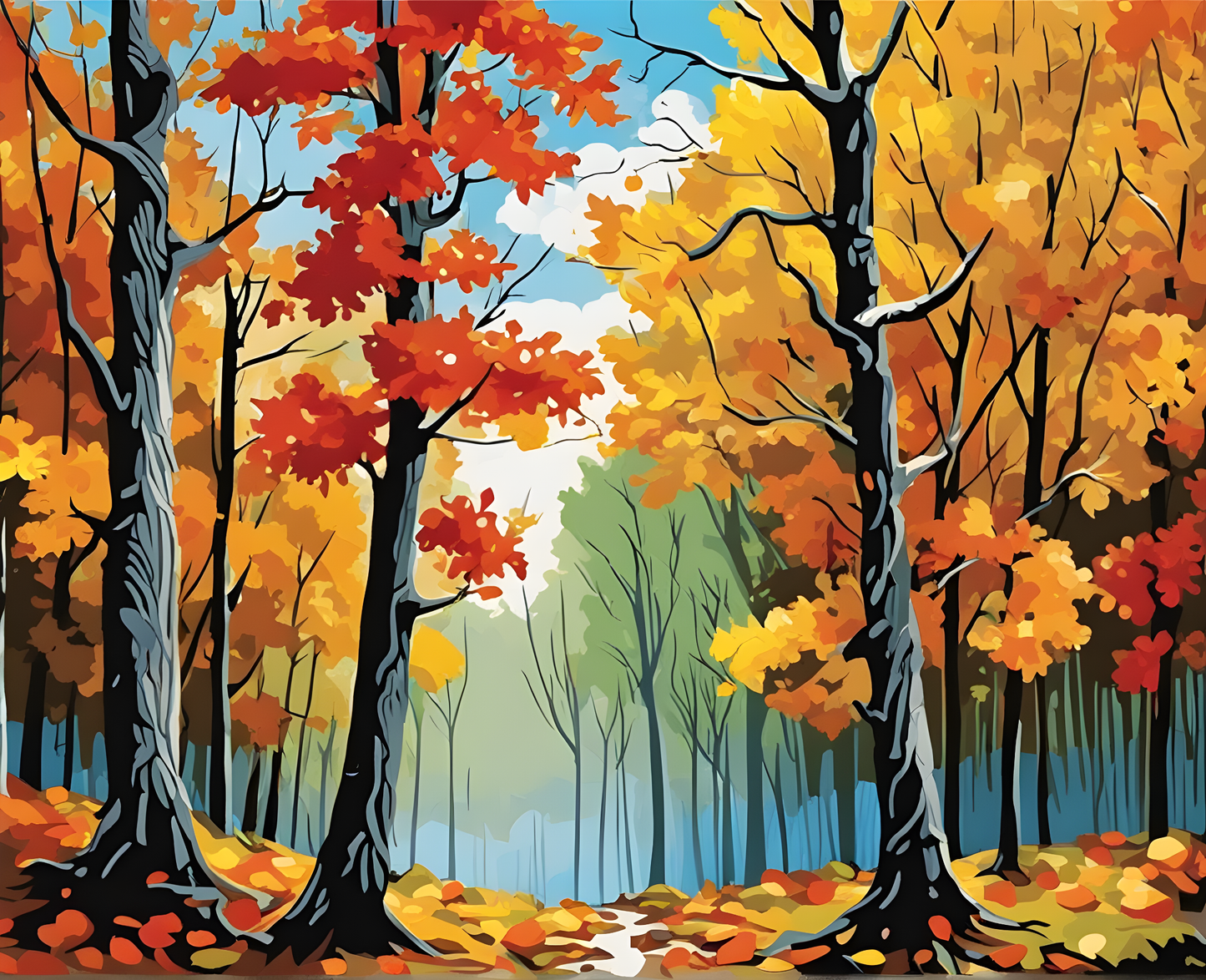 Autumn Forest (PD) - Van-Go Paint-By-Number Kit