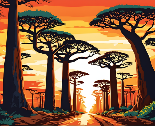 Amazing Places OD (357) - Avenue of the Baobabs, Madagascar - Van-Go Paint-By-Number Kit