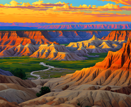 USA Great Places (231) - Badlands National Park - Van-Go Paint-By-Number Kit