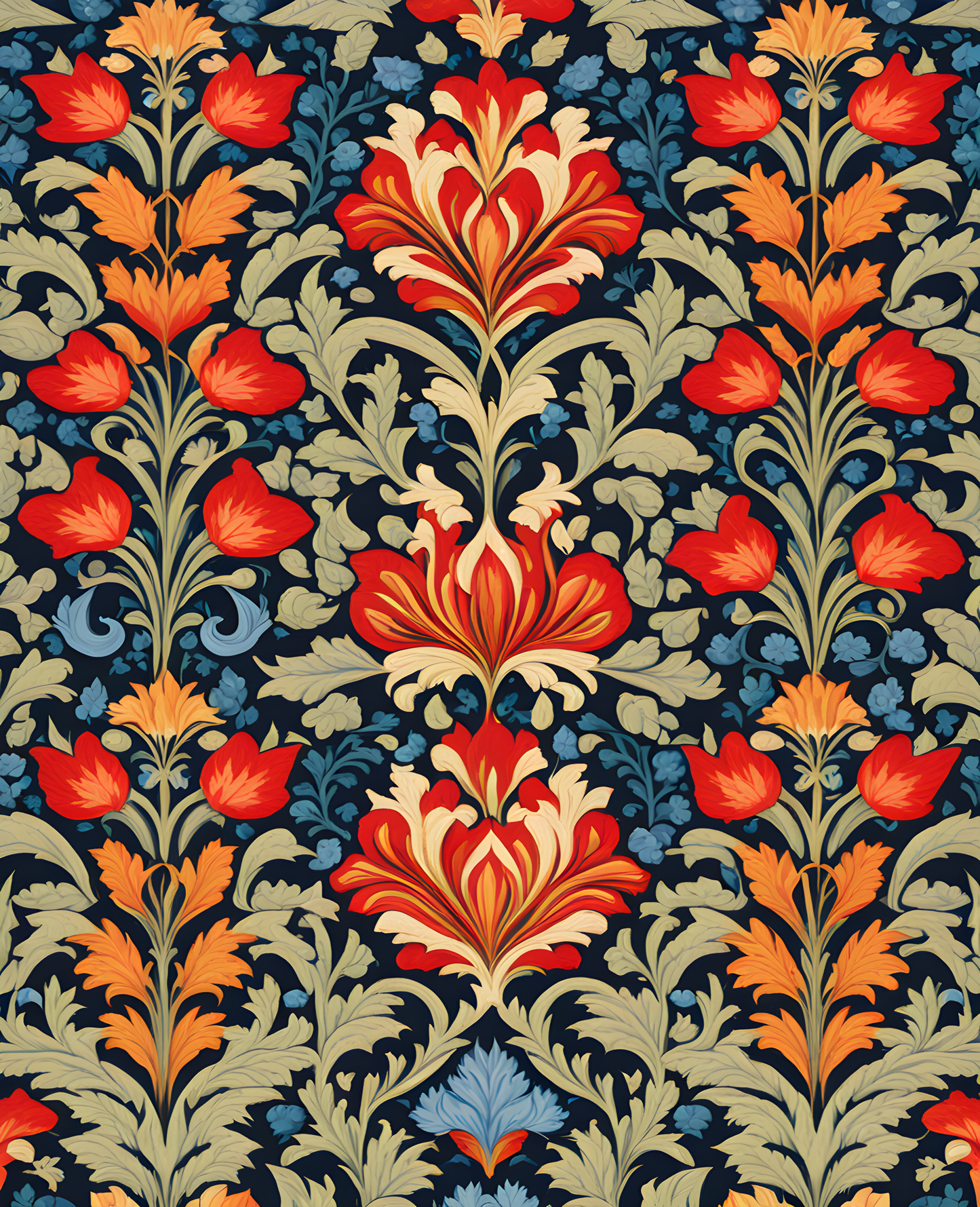William Morris Style Collection PD (37) - Balmoral Fabric Pattern - Van-Go Paint-By-Number Kit