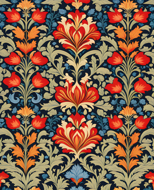William Morris Style Collection PD (37) - Balmoral Fabric Pattern - Van-Go Paint-By-Number Kit