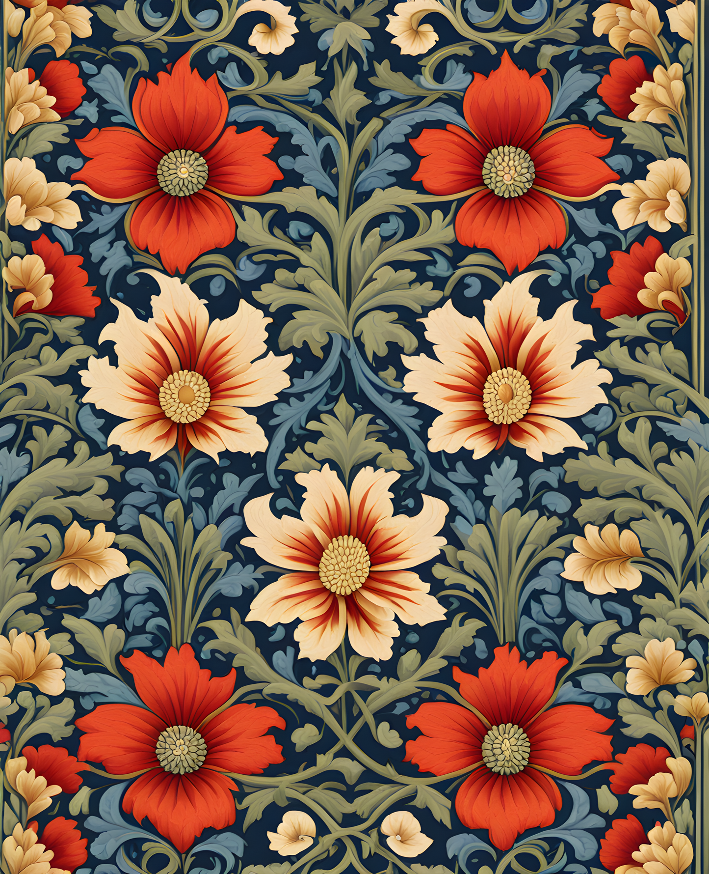 William Morris Style Collection PD (29) - Balmoral Fabric Pattern - Van-Go Paint-By-Number Kit