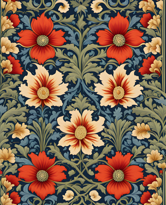 William Morris Style Collection PD (29) - Balmoral Fabric Pattern - Van-Go Paint-By-Number Kit