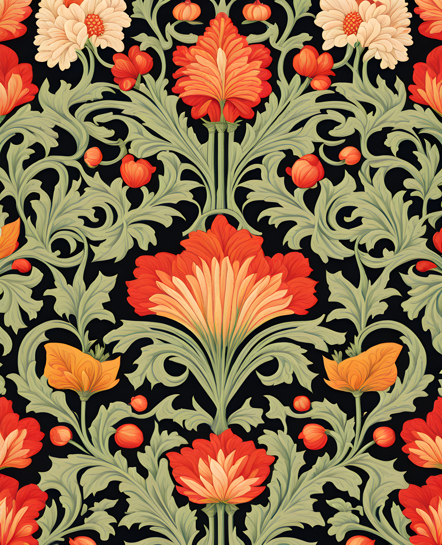William Morris Style Collection PD (31) - Balmoral Fabric Pattern - Van-Go Paint-By-Number Kit