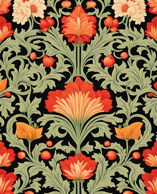 William Morris Style Collection PD (31) - Balmoral Fabric Pattern - Van-Go Paint-By-Number Kit
