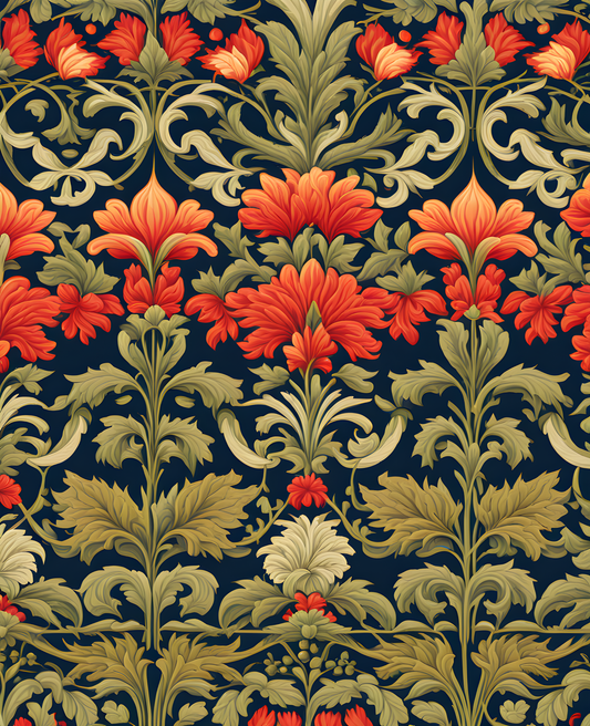 William Morris Style Collection PD (32) - Balmoral Fabric Pattern - Van-Go Paint-By-Number Kit
