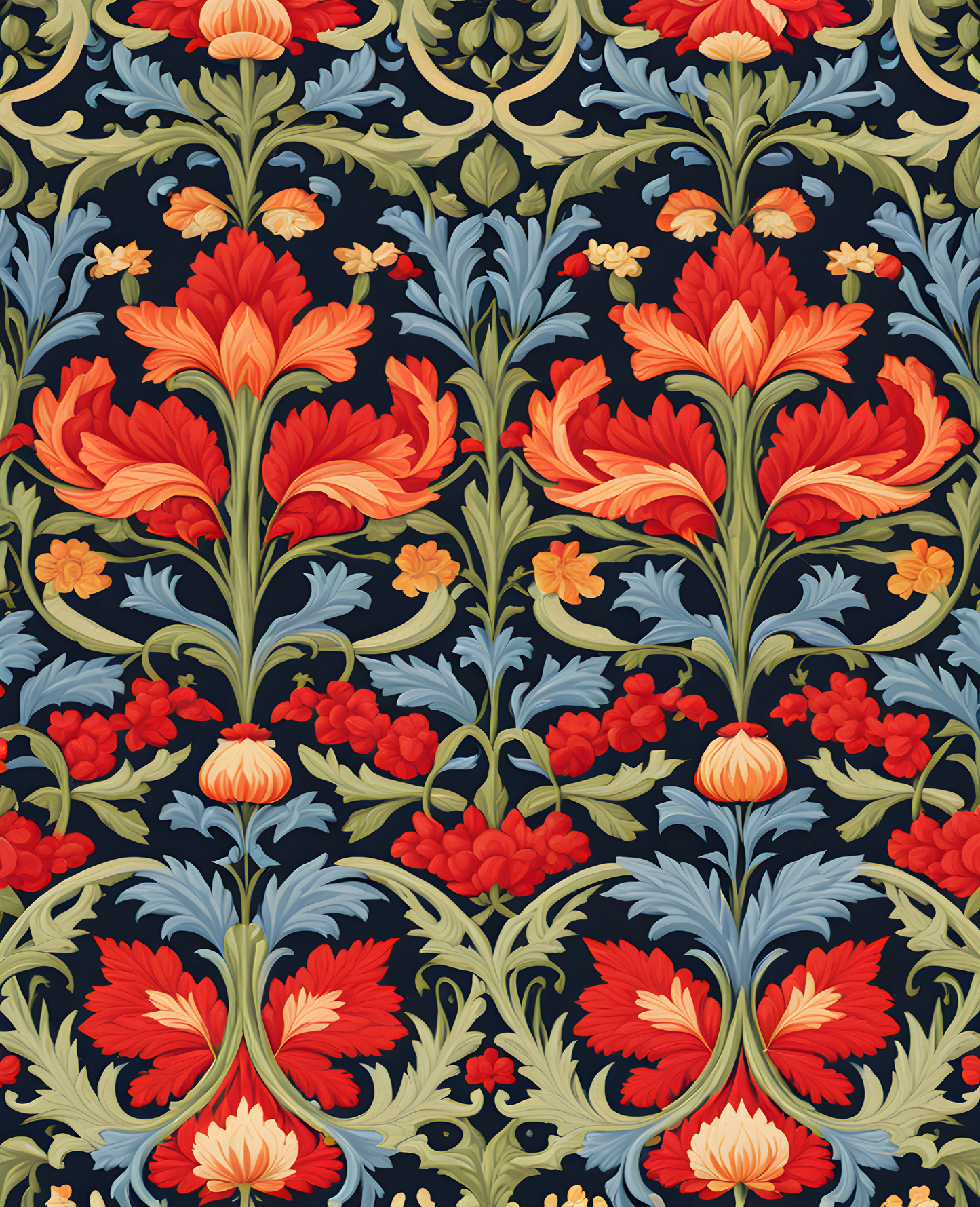 William Morris Style Collection PD (33) - Balmoral Fabric Pattern - Van-Go Paint-By-Number Kit