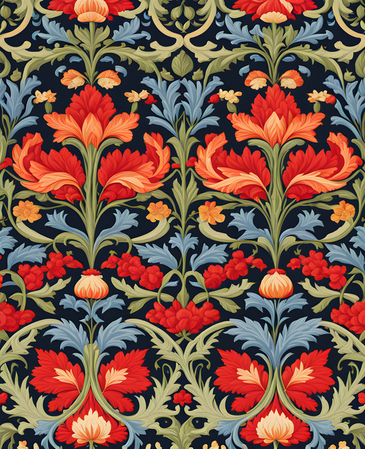 William Morris Style Collection PD (33) - Balmoral Fabric Pattern - Van-Go Paint-By-Number Kit