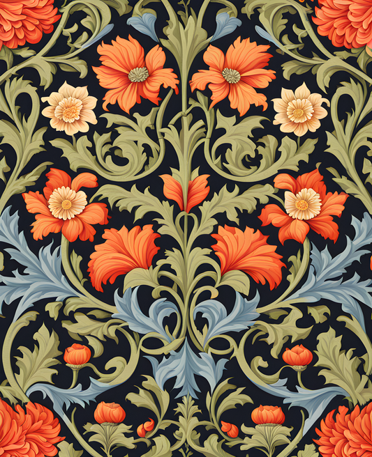 William Morris Style Collection PD (35) - Balmoral Fabric Pattern - Van-Go Paint-By-Number Kit
