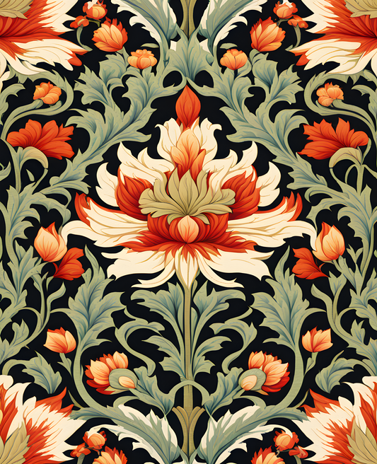 William Morris Style Collection PD (36) - Balmoral Fabric Pattern - Van-Go Paint-By-Number Kit