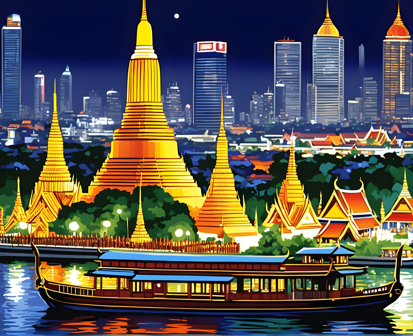 Bangkok at Night (1) - Van-Go Paint-By-Number Kit