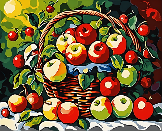 Basket of apples (PD) - Van-Go Paint-By-Number Kit