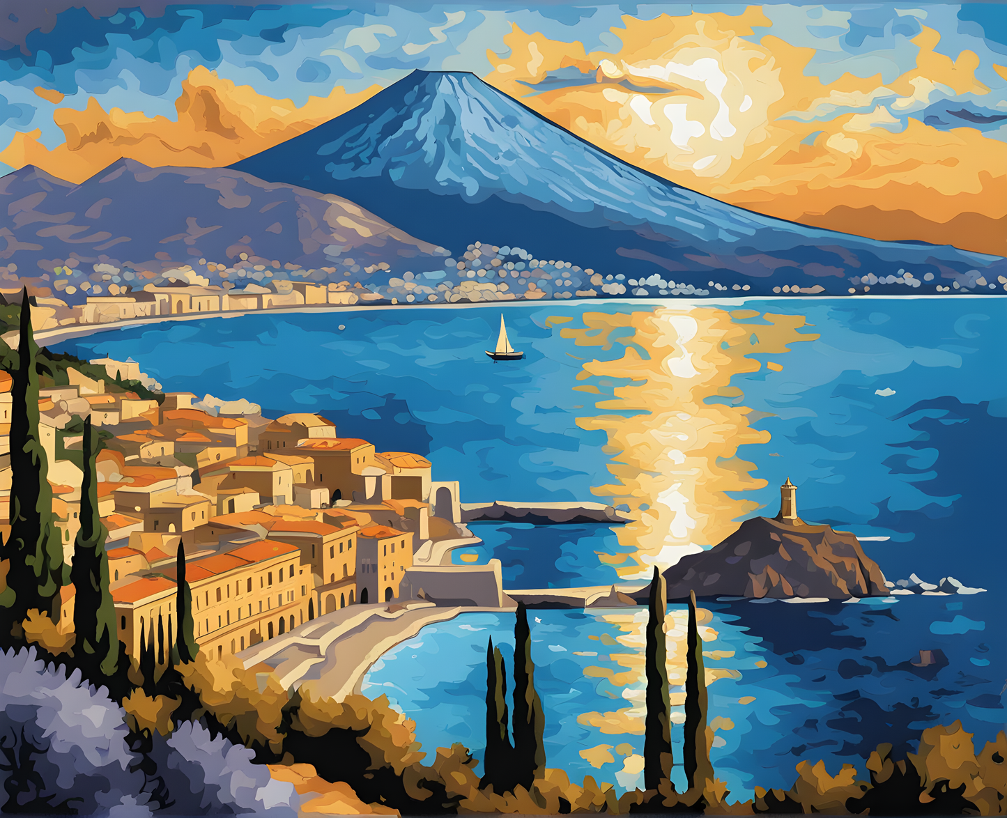 Bay of Naples and Vesuvius - Van-Go Paint-By-Number Kit
