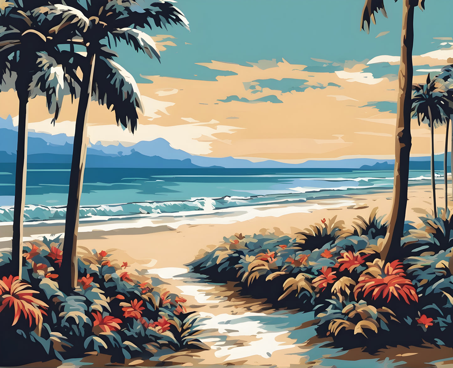 Beachfront Landscape View - Van-Go Paint-By-Number Kit