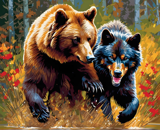 Bear And Wolf Clash PD - Van-Go Paint-By-Number Kit