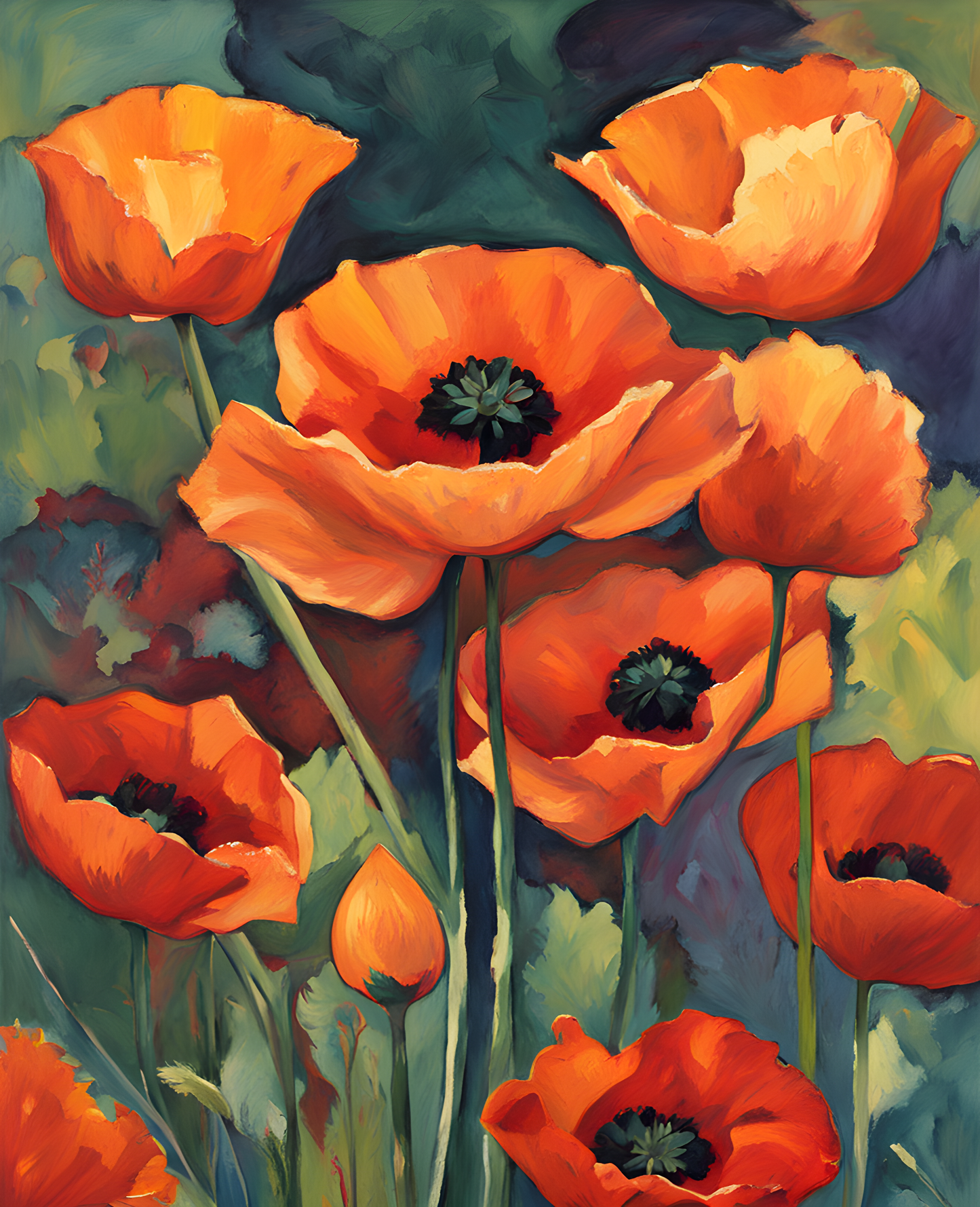 Exotic Flowers Collection (74) - Bears Claw Poppy Flowers - Van-Go Paint-By-Number Kit