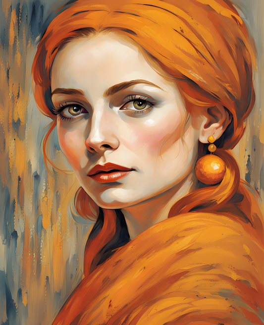 Beautiful Sanatani Woman in Saffron (6) - Van-Go Paint-By-Number Kit