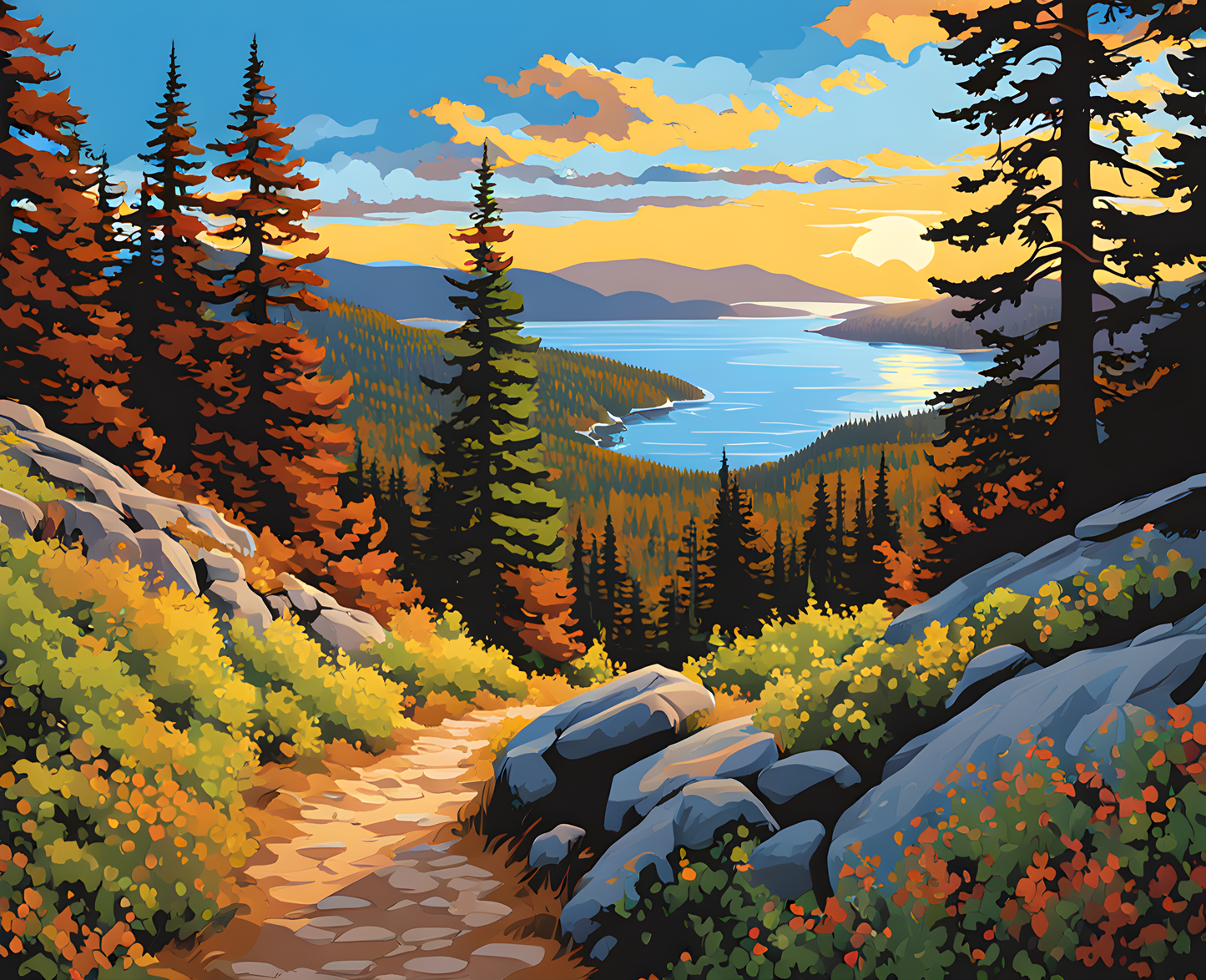 USA Great Places (103) - Beehive  Trail, Acadia National Park - Van-Go Paint-By-Number Kit