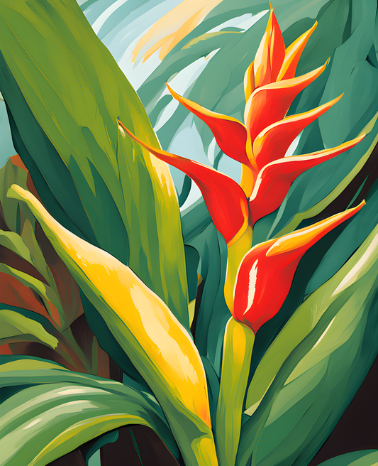 Exotic Flowers Collection (7) - Bihai Heliconia Flower - Van-Go Paint-By-Number Kit