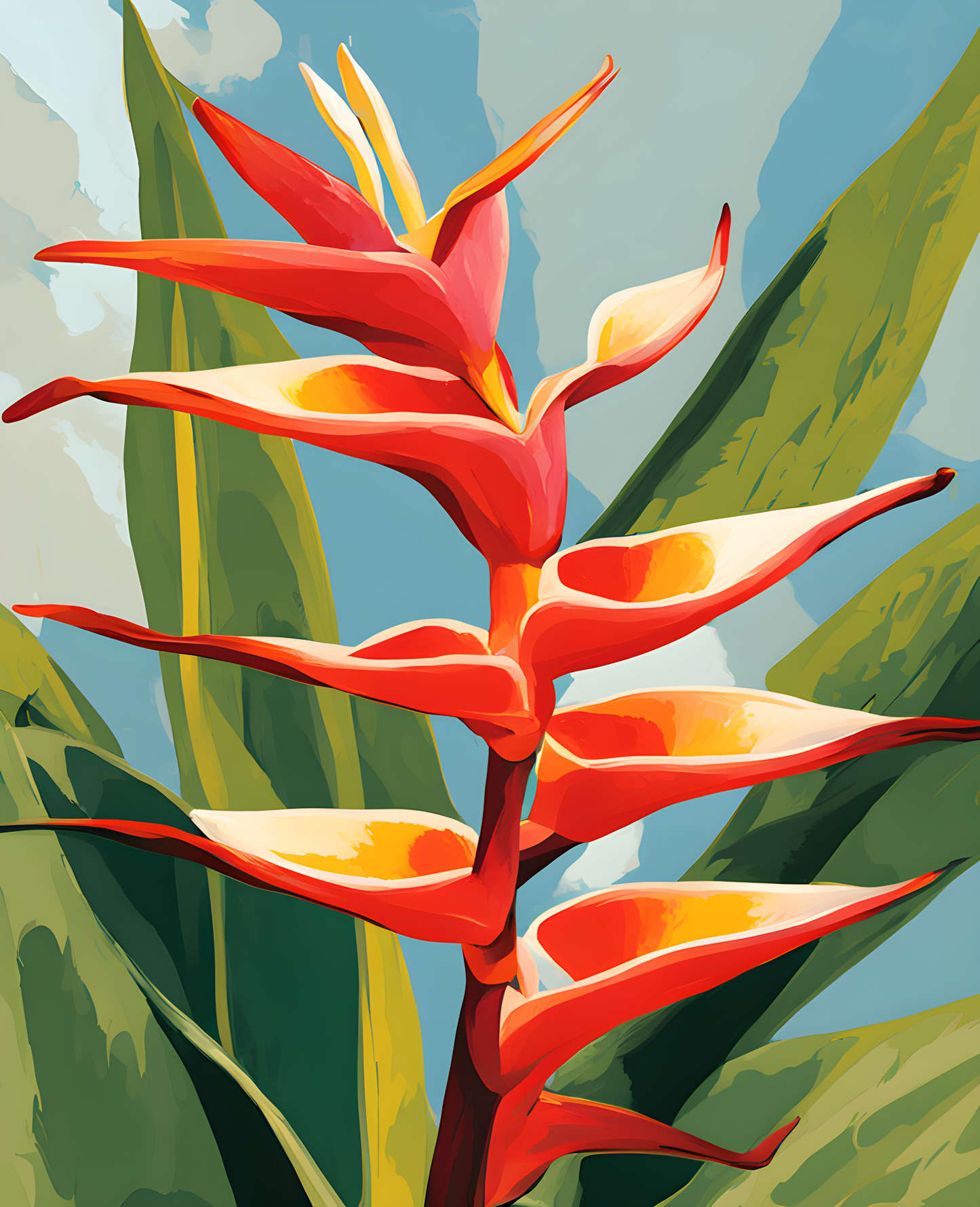 Exotic Flowers Collection (8) - Bihai Heliconia Flower - Van-Go Paint-By-Number Kit