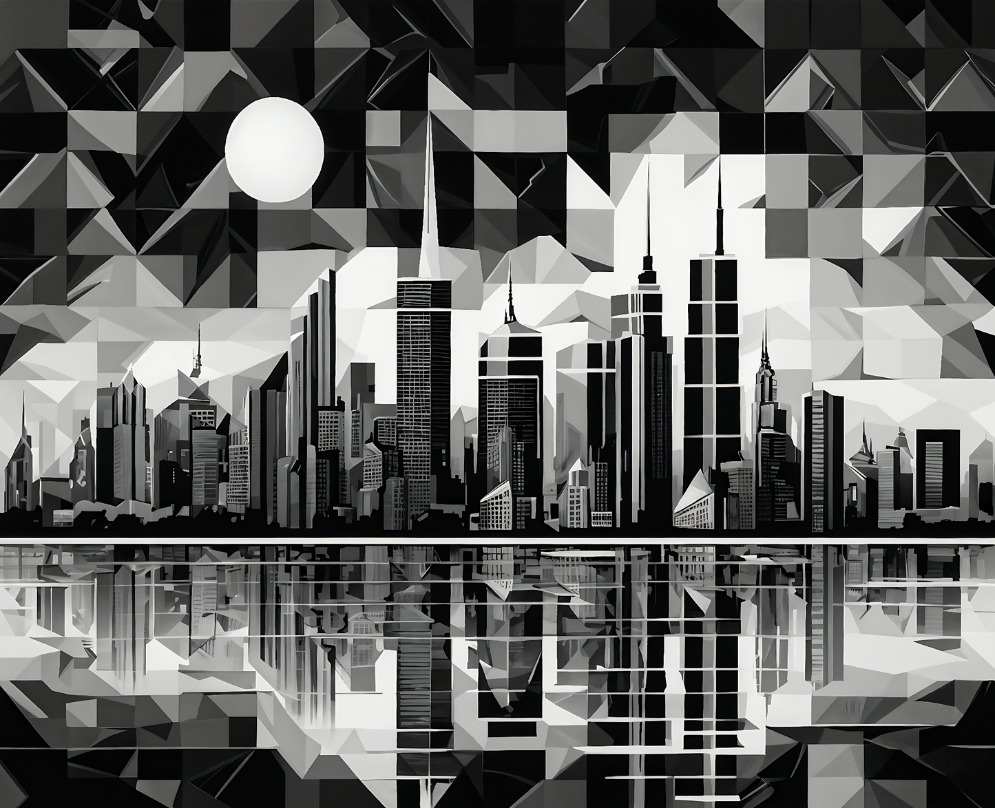 Black and White City Skyline PD (1) - Van-Go Paint-By-Number Kit