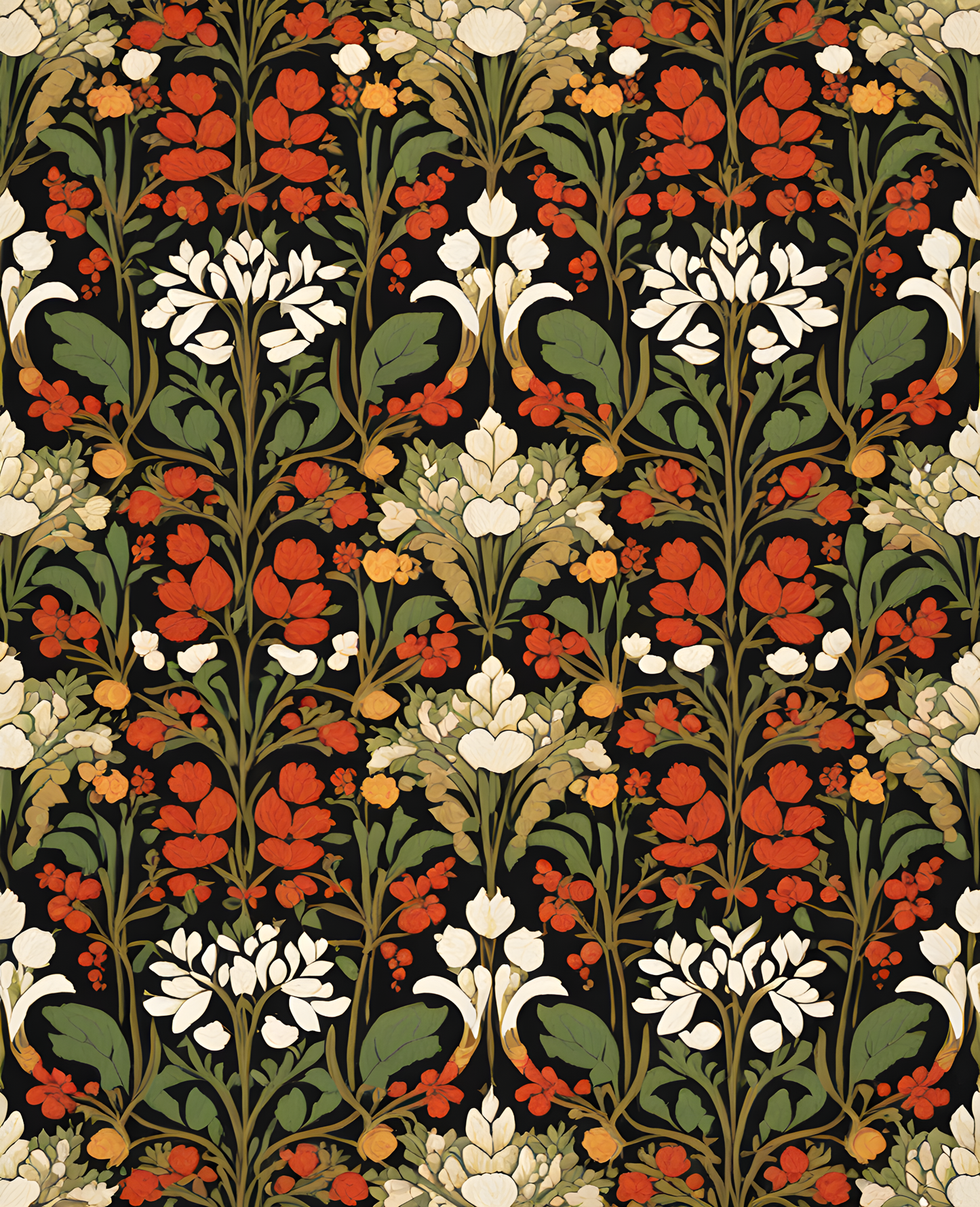 William Morris Style Collection PD (38) - Blackthorn Fabric Pattern - Van-Go Paint-By-Number Kit