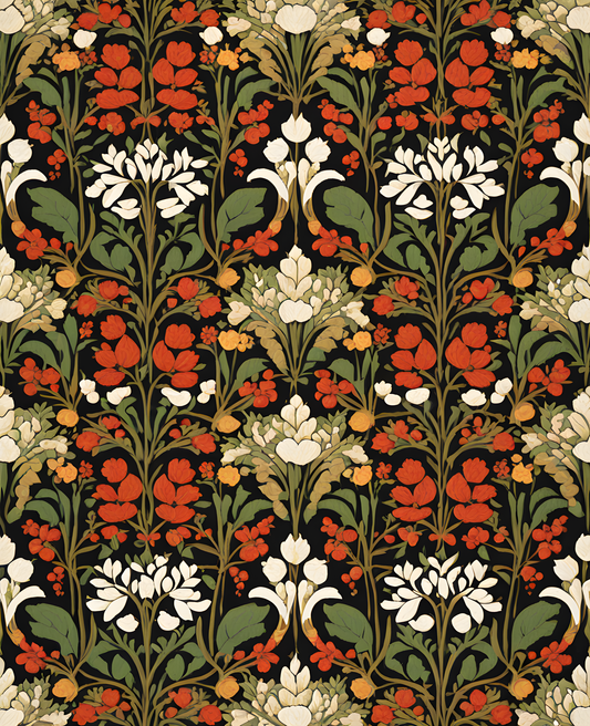William Morris Style Collection PD (38) - Blackthorn Fabric Pattern - Van-Go Paint-By-Number Kit
