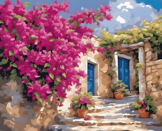 Blossom in Bougainvillea, Isle of Crete, Greece - Van-Go Paint-By-Number Kit