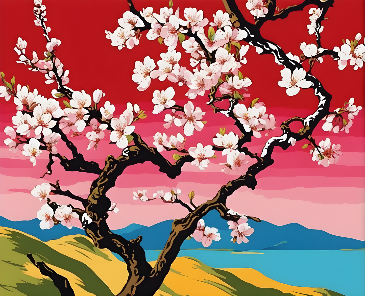 Branches of an almond tree in Blossom PD - Van-Go Paint-By-Number Kit
