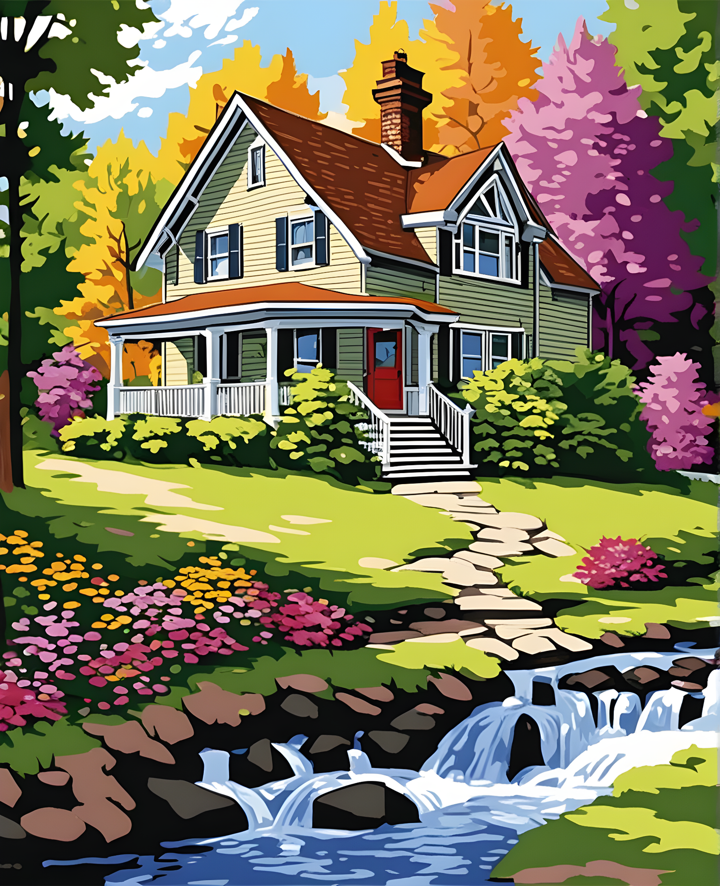 Brook-side House (PD) - Van-Go Paint-By-Number Kit