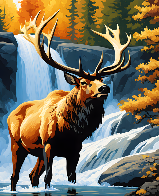 Bull Elk Falls (3) - Van-Go Paint-By-Number Kit