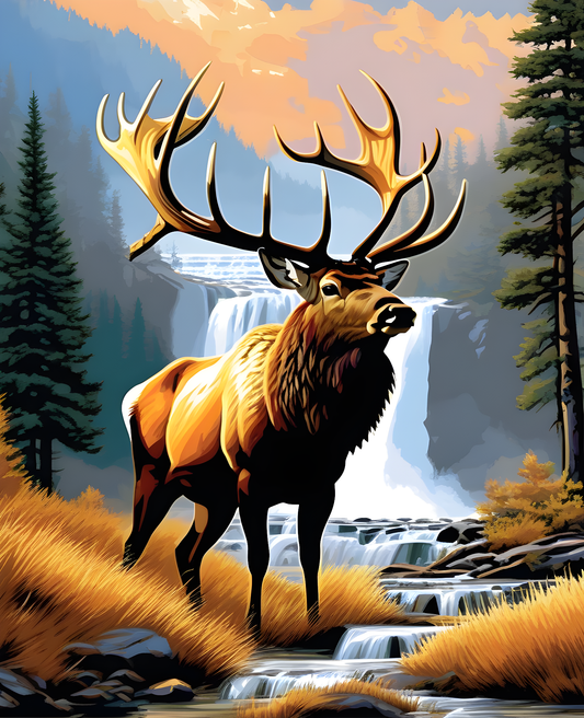 Bull Elk Falls (2) - Van-Go Paint-By-Number Kit
