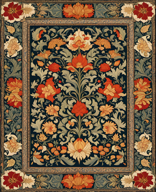William Morris Style Collection PD (47) - Bullerswood Carpet Fabric Pattern - Van-Go Paint-By-Number Kit