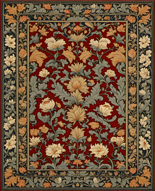 William Morris Style Collection PD (48) - Bullerswood Carpet Fabric Pattern - Van-Go Paint-By-Number Kit