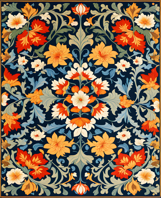 William Morris Style Collection PD (49) - Bullerswood Carpet Fabric Pattern - Van-Go Paint-By-Number Kit