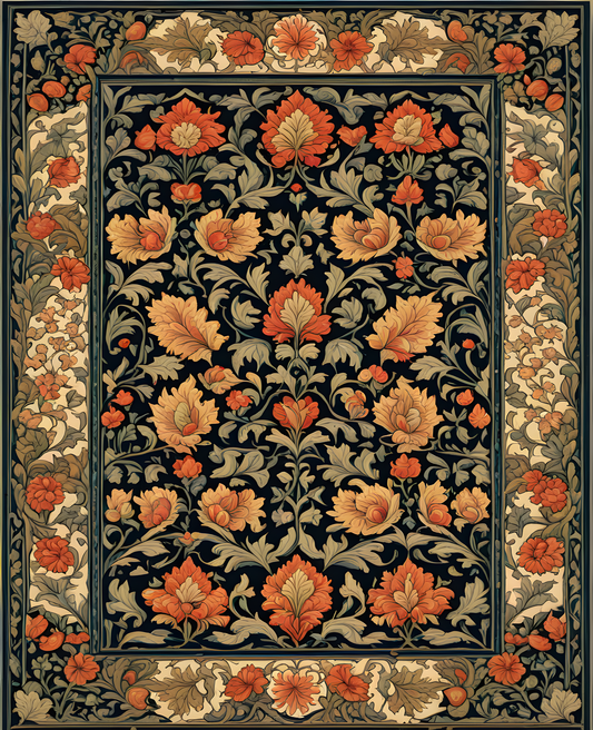 William Morris Style Collection PD (50) - Bullerswood Carpet Fabric Pattern - Van-Go Paint-By-Number Kit