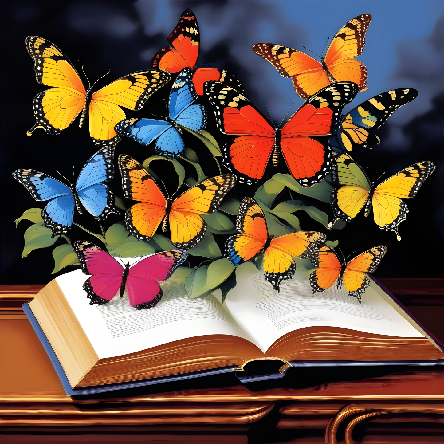 Butterflies coming out of a book (1) - Van-Go Paint-By-Number Kit